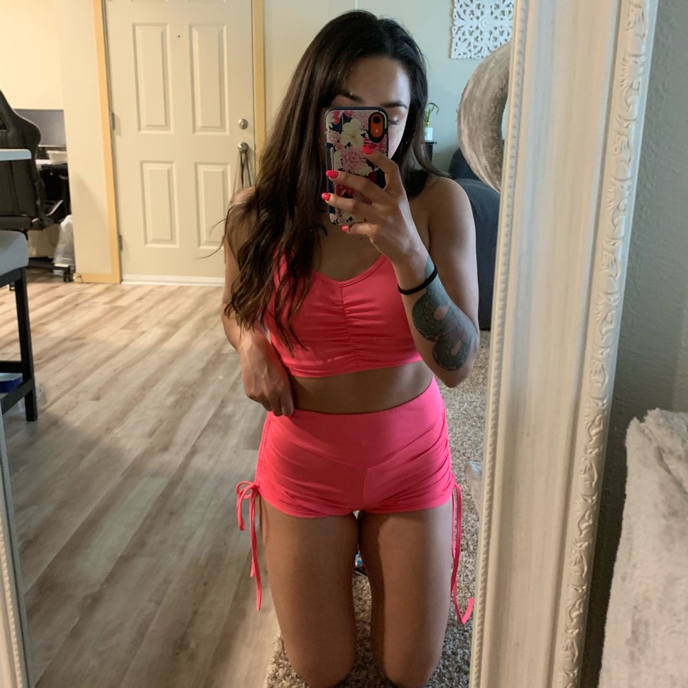 Hot pink matching active wear set